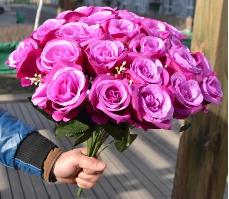 

Rose Bunch Flower (24 heads/piece) 40cm/15.75" Fake Roses for Wedding Party Centerpieces Artificial Decorative Flowers