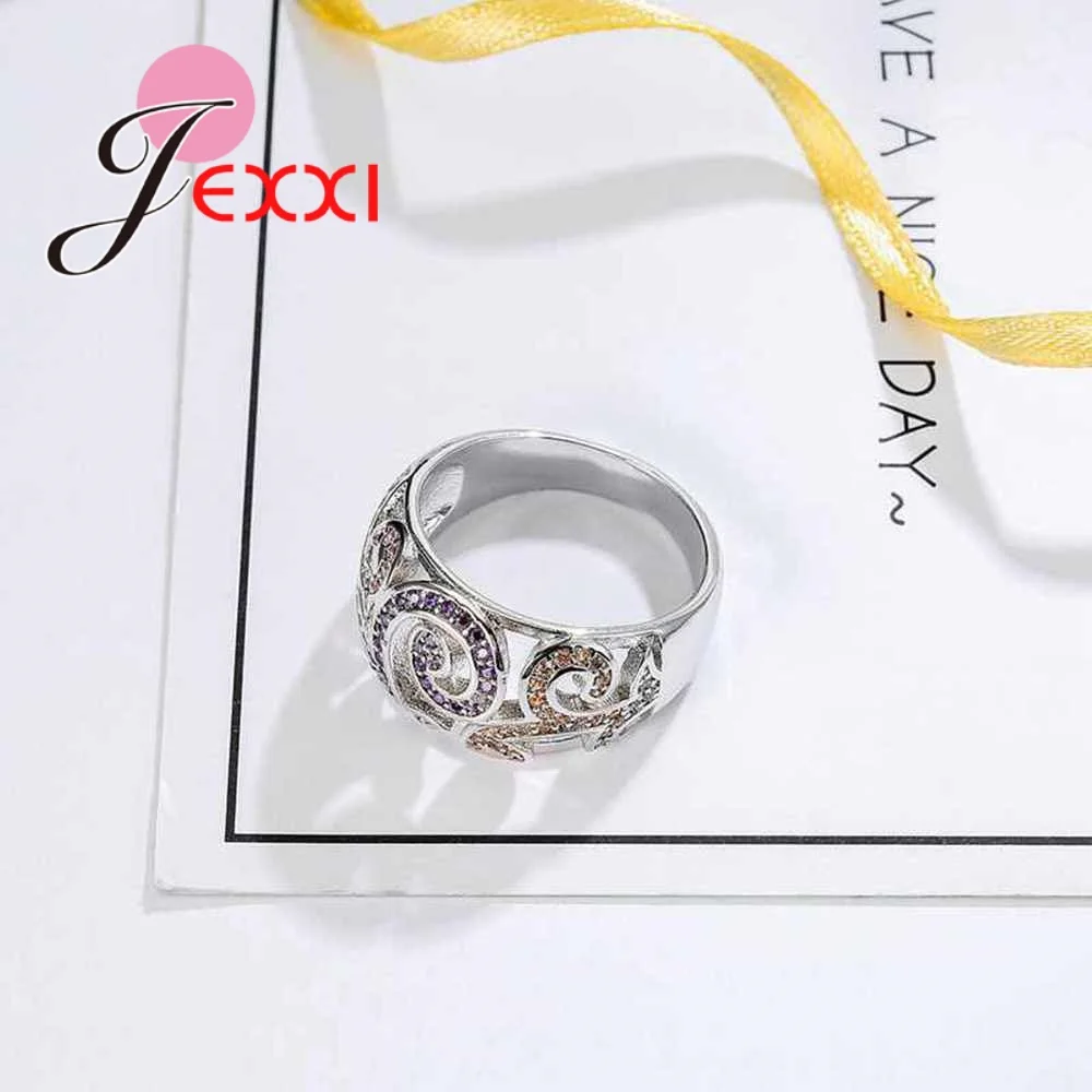 Горячие Unnique дизайн кольцо из стерлингового серебра 925 3 цвета микро CZ проложенный кристаллами ювелирные изделия для женщин свадебный подарок кольцо