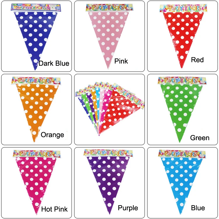 1set 10pcs polka dot paper flags pennants for happy birthday home decoration paper banner 1set 10pcs polka dot paper flags pennants for happy birthday home decoration paper banner