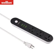 Welllon 3 USB 3 Outlet Wall Socket Power Strip Adapter with Switch for USB Devices and