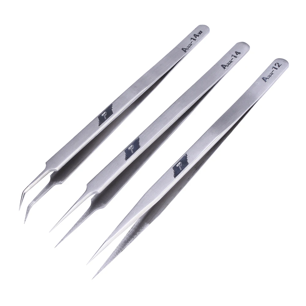 

Stainless Steel Precision Tweezers Pointed Curved Tweezers Pinzas Forceps Phone Repair Tools