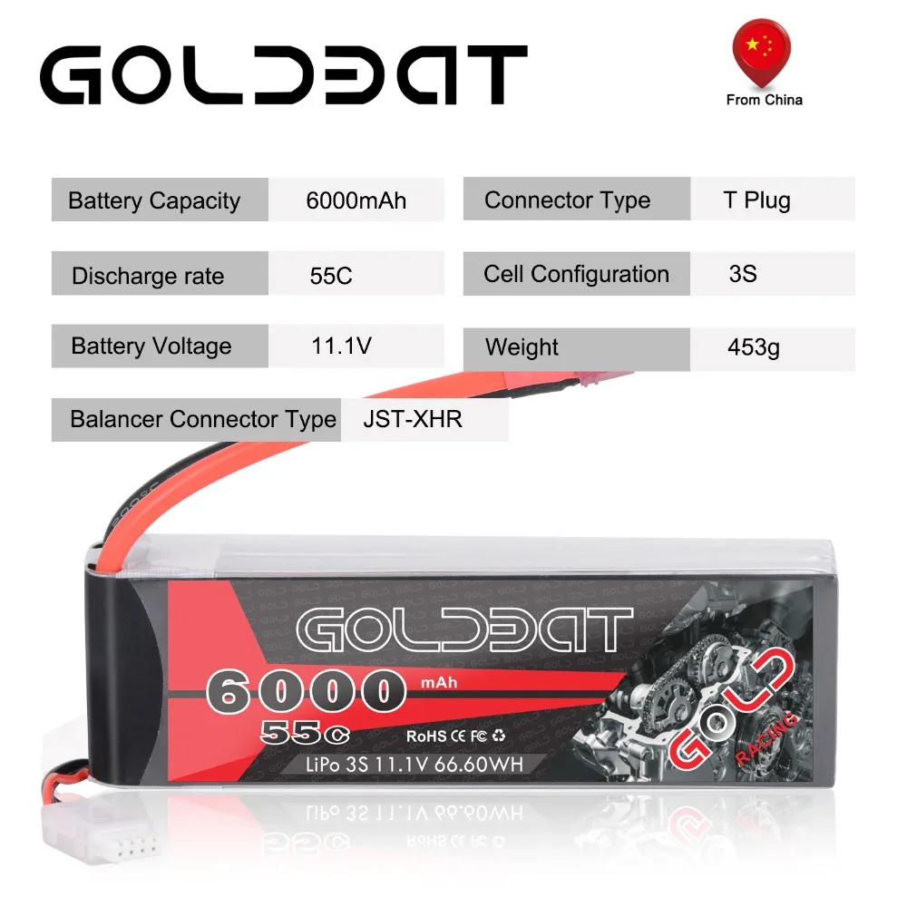 GOLDBAT 11,1 V lipo аккумулятор RC Car 6000mAh 3S Lipo аккумулятор Перезаряжаемый Дрон fpv 55C с штекером Deans для грузовика Heli