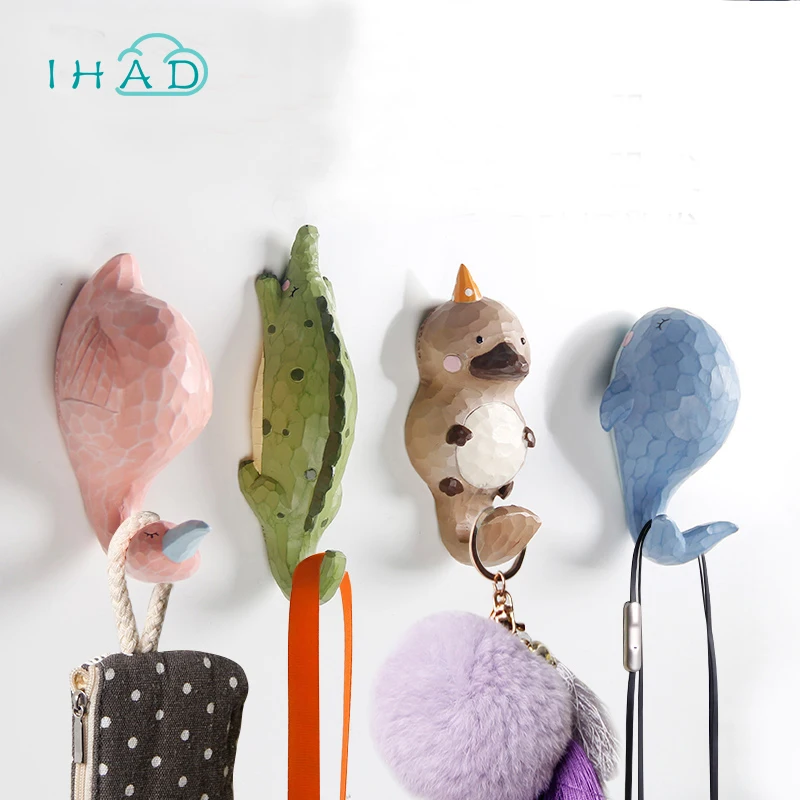 Ceometry animal key rack for Entrance kids room hat/bag wall holder