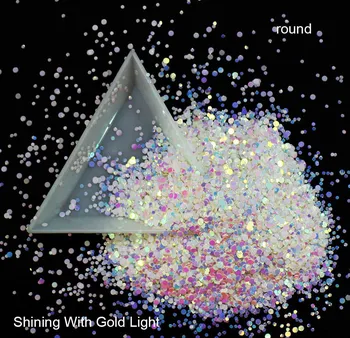 

100g/pack, Rhombus/Hexagon/Heart/Round/Triangle/Star Sequins, Iridescent Rainbow Shining Slice 3D Nail Art Glitters Paillettes