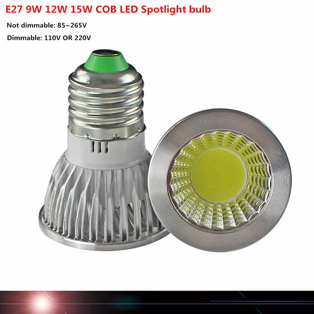 

10PCS/Ultra Bright dimmable led bulb 9w 12W 15W AC85~265V E27 LED Bulbs Spotlight COB E27 led Lamp CE/RoHS Warm/Cool White