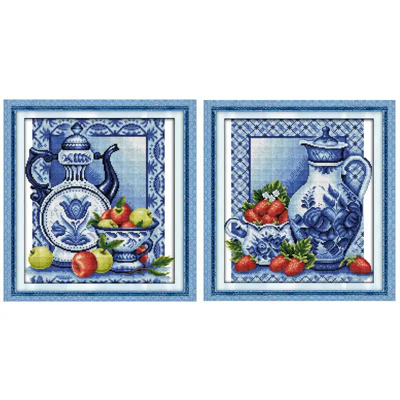 

1Porcelain and Strawberry Counted Cross Stitch 11 14CT Cross Stitch Sets Chinese Cross-stitch Kits Embroidery Needlework