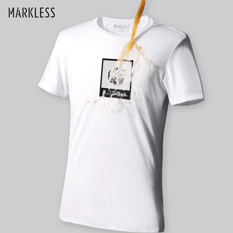 

MARKLESS Mens Printed Cotton Breathable Dry-fast O-neck Casual Tshirts Antifouling Hydrophobic T Shirts TXN602MA