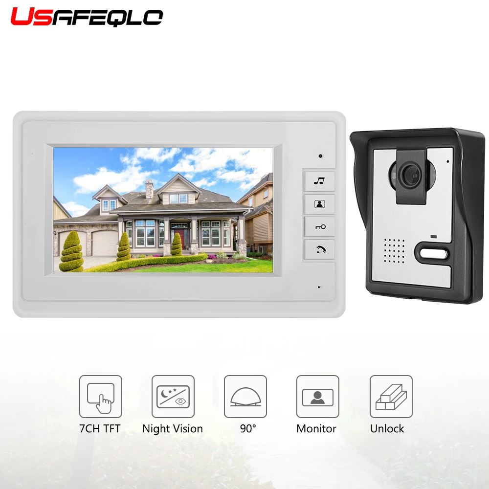 

7" Wired Video Door Phone System Visual Intercom Doorbell with 1*800x480 Monitor + 1*700TVL Outdoor Camera for Home Surveillance