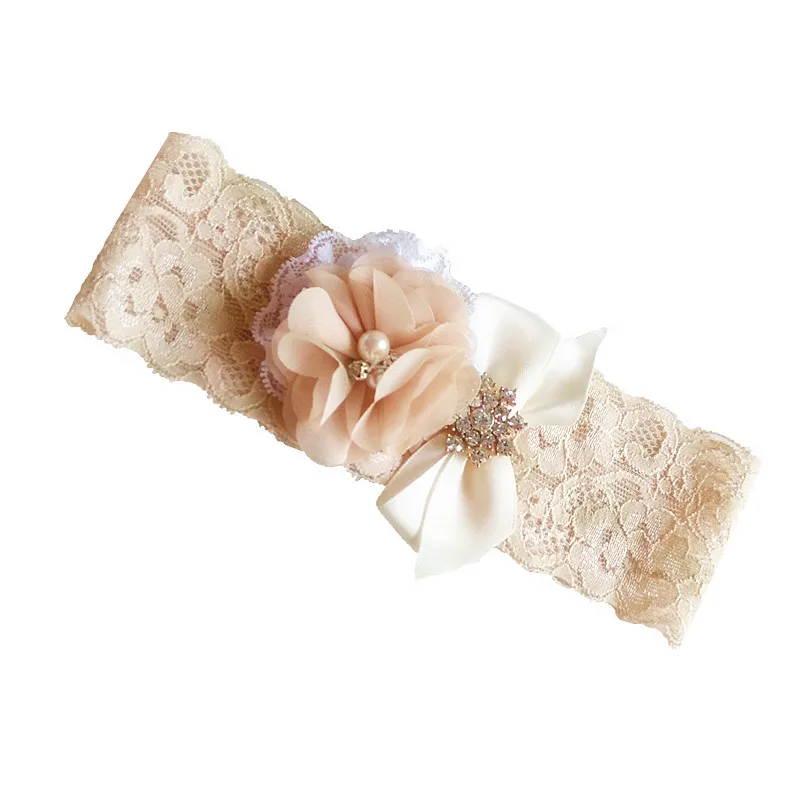 Комплект свадебной подвязки из 2 предметов для невесты, коричневая кружевная эластичная подвязка, стразы, винтажная подвязка - Цвет: as the picture