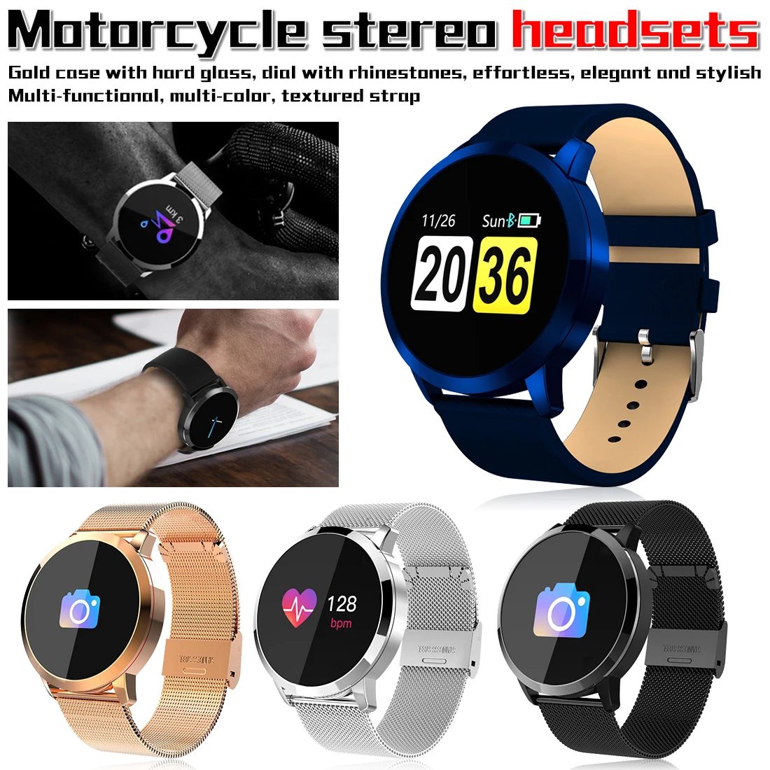 

Q8 color screen smart bracelet heart rate blood pressure monitoring weather display smart Bluetooth bracelet