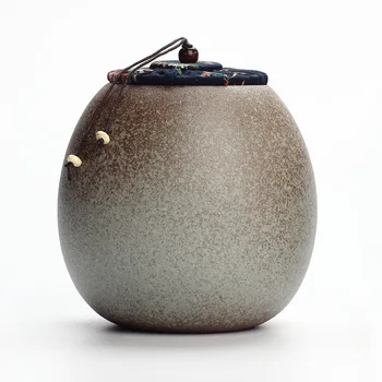 

Handmade Porcelain Tea Pot Japanese Style Ceramic Tea Storage Tin Crude Pottery Tea Sealed Storage Pot Ancient Tea Bucket