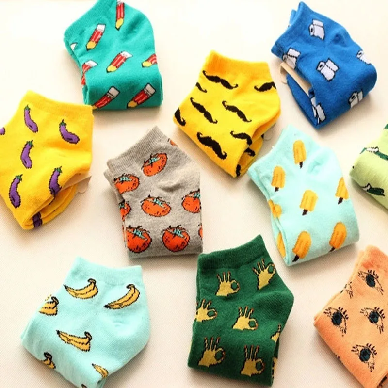 

New Cute 11 fruit color love candy color cotton sock summer style women's socks women's thin sock slippers 1pair=2pcs ws85
