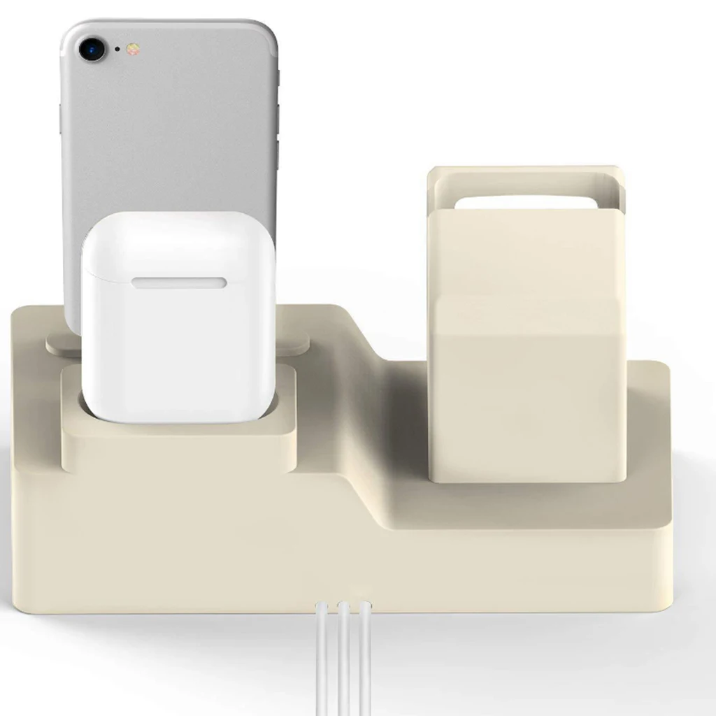 3 In 1 For Apple iPhone Silicone Charging Dock Charger Station Bracket Phone Holder 2 Colors