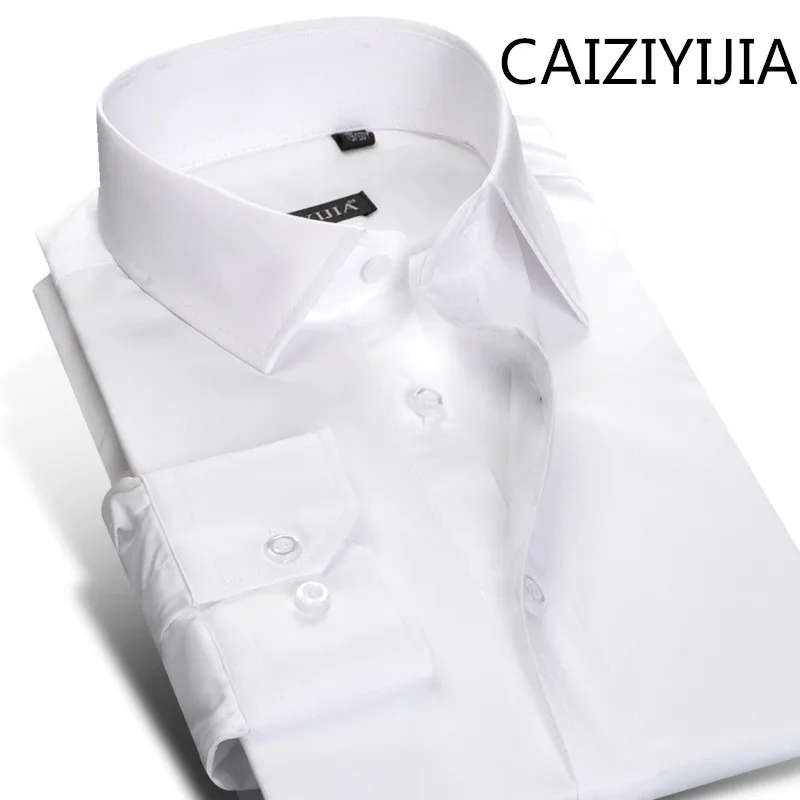 

CAIZIYIJIA Autumn/Spring High Quality Career Apparel Camisa Social Masculina Mens Business Silm fit Long Sleeve Dress Shirt