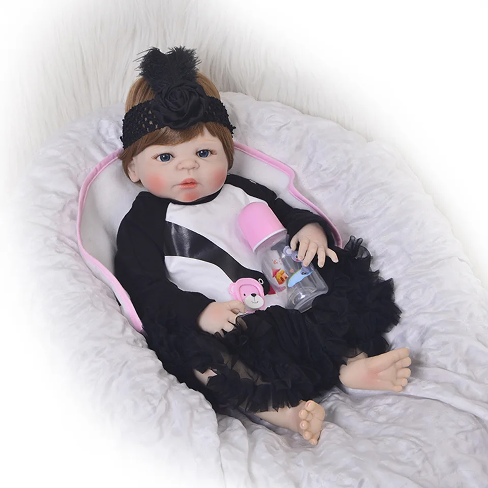 

23inch Full Body Silicone Reborn Baby Doll real touch lifelike newborn fashion Doll Child Birthday Christmas Gift Girls for sale