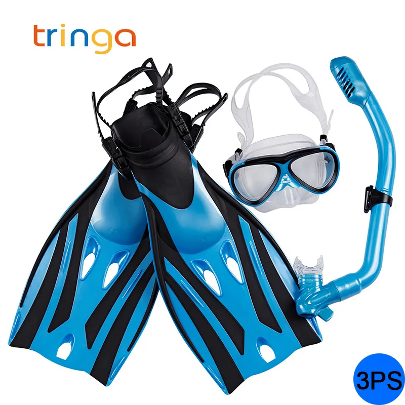 

Kid's Professional Dry Top Snorkel Set Scuba Mask Diving Mask Snorkeling Mask With Diving Fins For Swimming Spear Dive