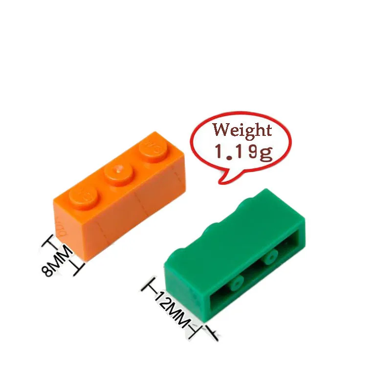 80 шт./лот Moc кирпич 1X3 (3h) DIY просветленные Блоки Кирпичи совместимы с 3622 Rebrickable