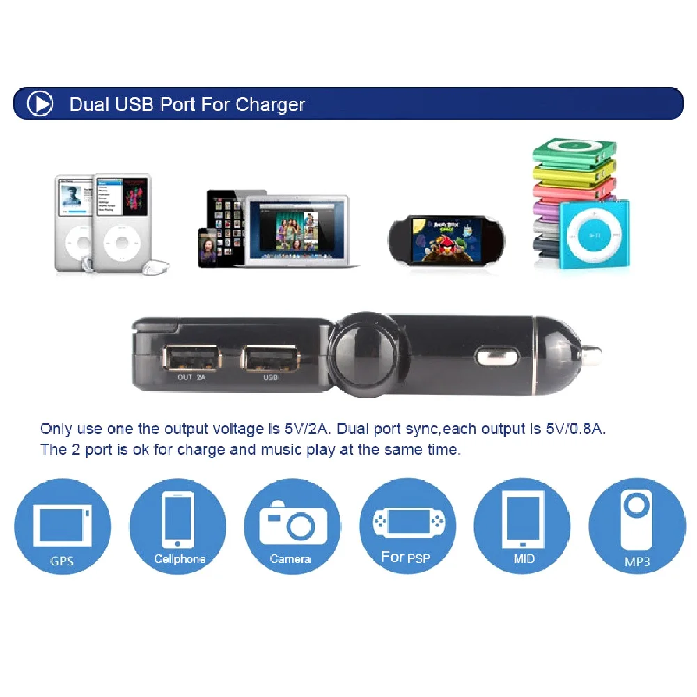 Хэндс-Фри Авто Bluetooth FM передатчик Беспроводной MP3 плеер зарядных порта USB для автомобиля Зарядное устройство Автомобильный передатчик