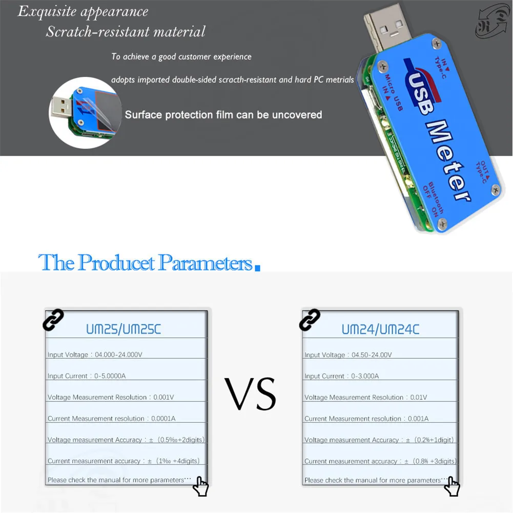 Новинка UM25C/UM25 USB 2,0 type-C цветной ЖК-тестер измеритель напряжения тока Вольтметр Амперметр Измерение заряда батареи сопротивление кабеля