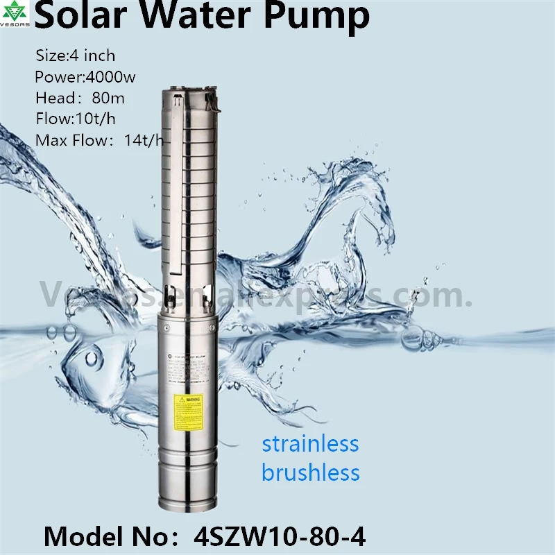 

4Inch 4000W AC380V DC530V with Permanent Magnet Synchronous Motor Flow 10T/H Head 80M for Farm Deep Well Solar Water Pump