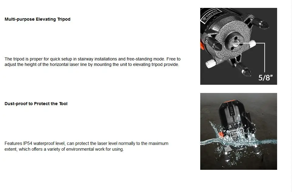 DEKO DKLL50-S1 5 линий 6 точек лазерный уровень зеленые лазерные линии перекрестная линия открытый режим наклона может работать с детектором имеет 360 градусов