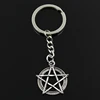 Porte-clés en métal 30mm, bijoux Antique, pendentif en pentagramme en étoile plaquée, couleur argent, 31x27mm ► Photo 1/4