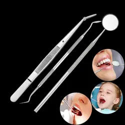 Aliver Новые 3 шт./партия здоровый Professional ручка зубные инструмент палочки для зубов увеличивающее зеркало набор нержавеющая сталь зубы чистке