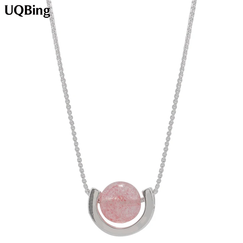 

925 Sterling Silver Chain Necklace Pink Crystal Necklaces Colgante Pingente de plata