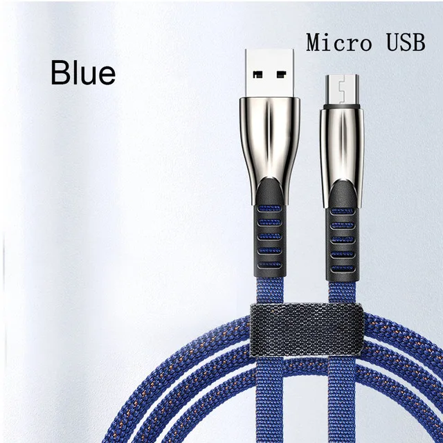 Кабель Micro Usb для быстрой зарядки 3.0A для Xiaomi Redmi huawei samsung 2 м 3M для мобильных телефонов Android usb зарядный кабель Microusb для зарядного устройства - Цвет: Blue