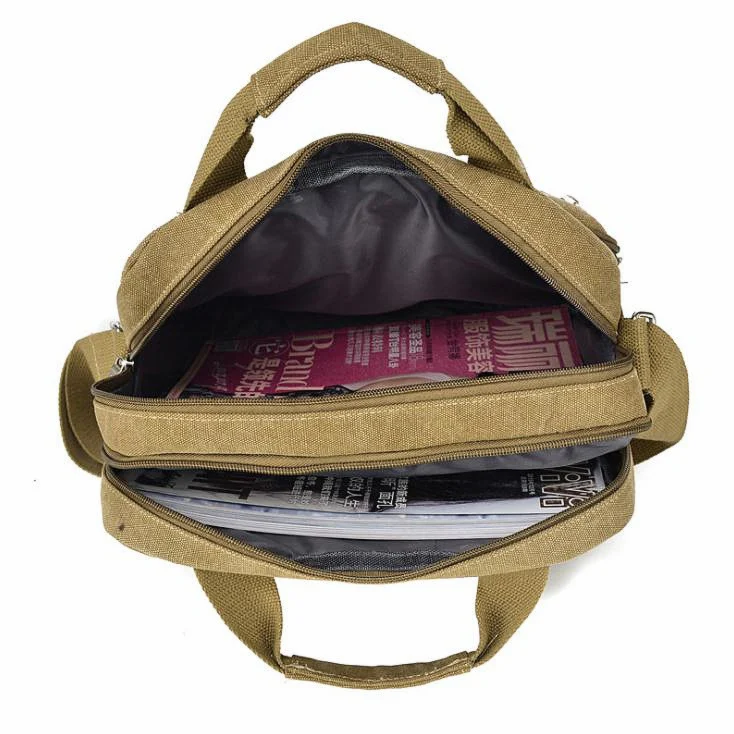  High Quality Men Shoulder Bag Fashion Canvas Multi-function Handbag Totes Vintage Male Travel Bags  - 32905739597