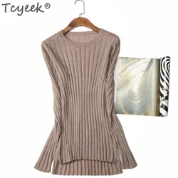 Tcyeek 100% шерстяной свитер Для женщин вязаные свитера и пуловеры осень Зимняя одежда Для Женщин Повседневный пуловер тянуть роковой LWL1196