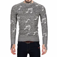 Casual mens knitted sweaters pullover sweater for men turtleneck Autumn Musical Notes Pattern male christmas winter knitwear