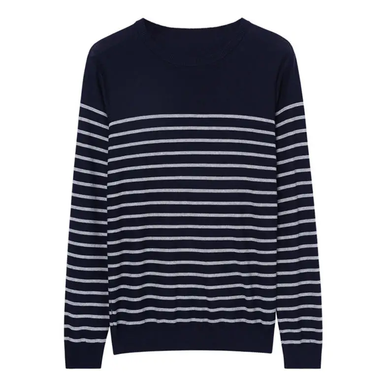 MuLS 2019 Spring Knit Sweater Men Pullover Striped Sweater Jumpers Autumn Male Cotton knitwear Youth Blue Black Grey Size M-3XL 6