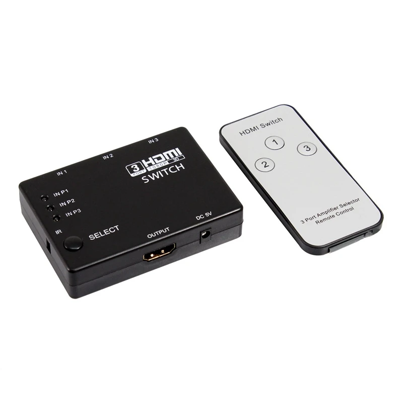 HDMI Switcher HDMI, переключатель HDMI селектор 3 входа и один выход совместим с HDCP с пультом дистанционного управления 3-портовый разъем