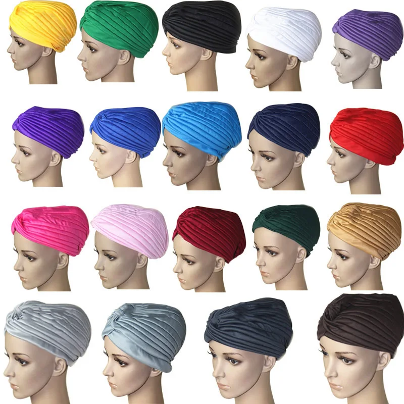 Модные женские хиджаб тюрбаны кепки мусульманская твердая шляпа мусульманские индийские шапки новый NFE99