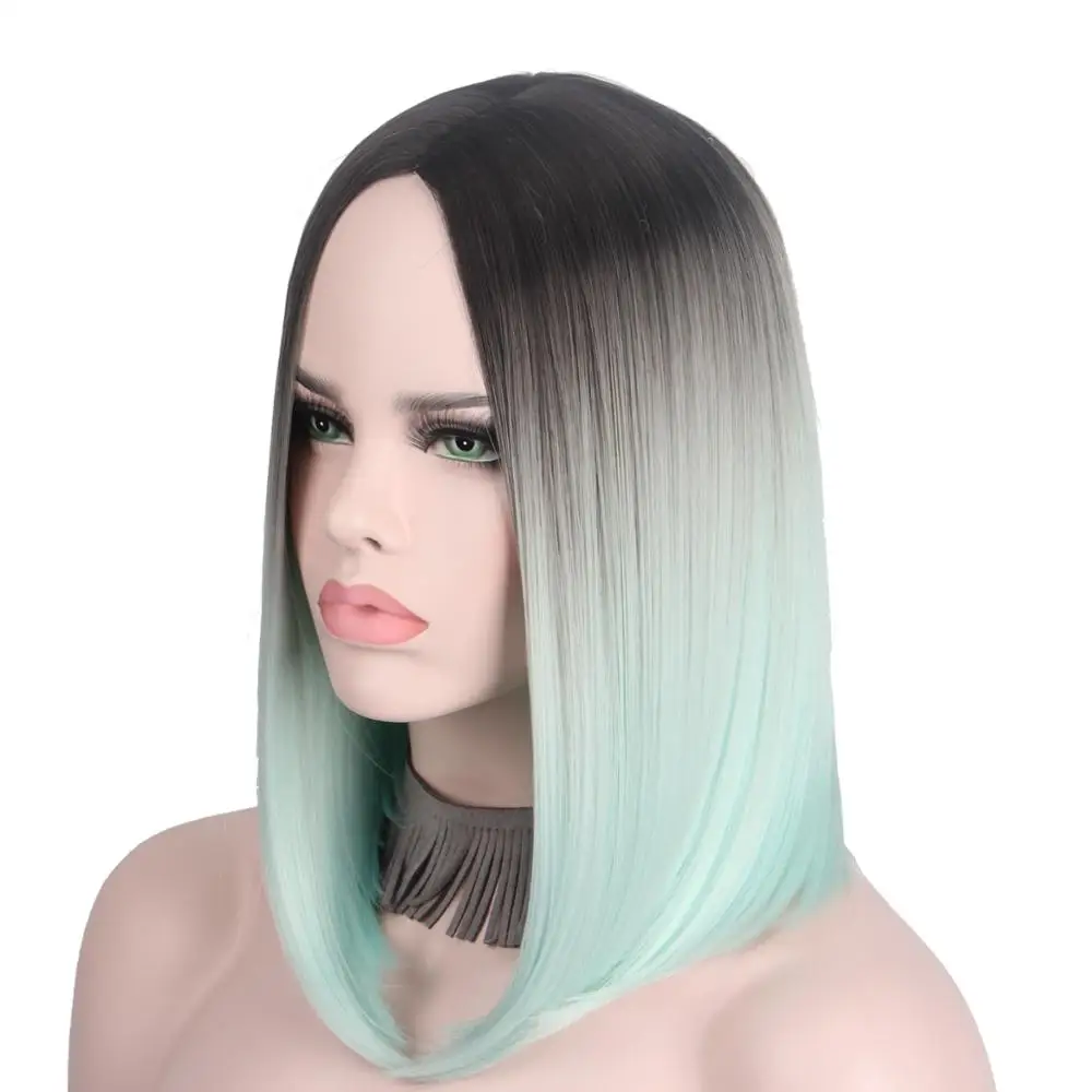Short Wigs For Women Light Green Short Bob Wig Hair No Bangs