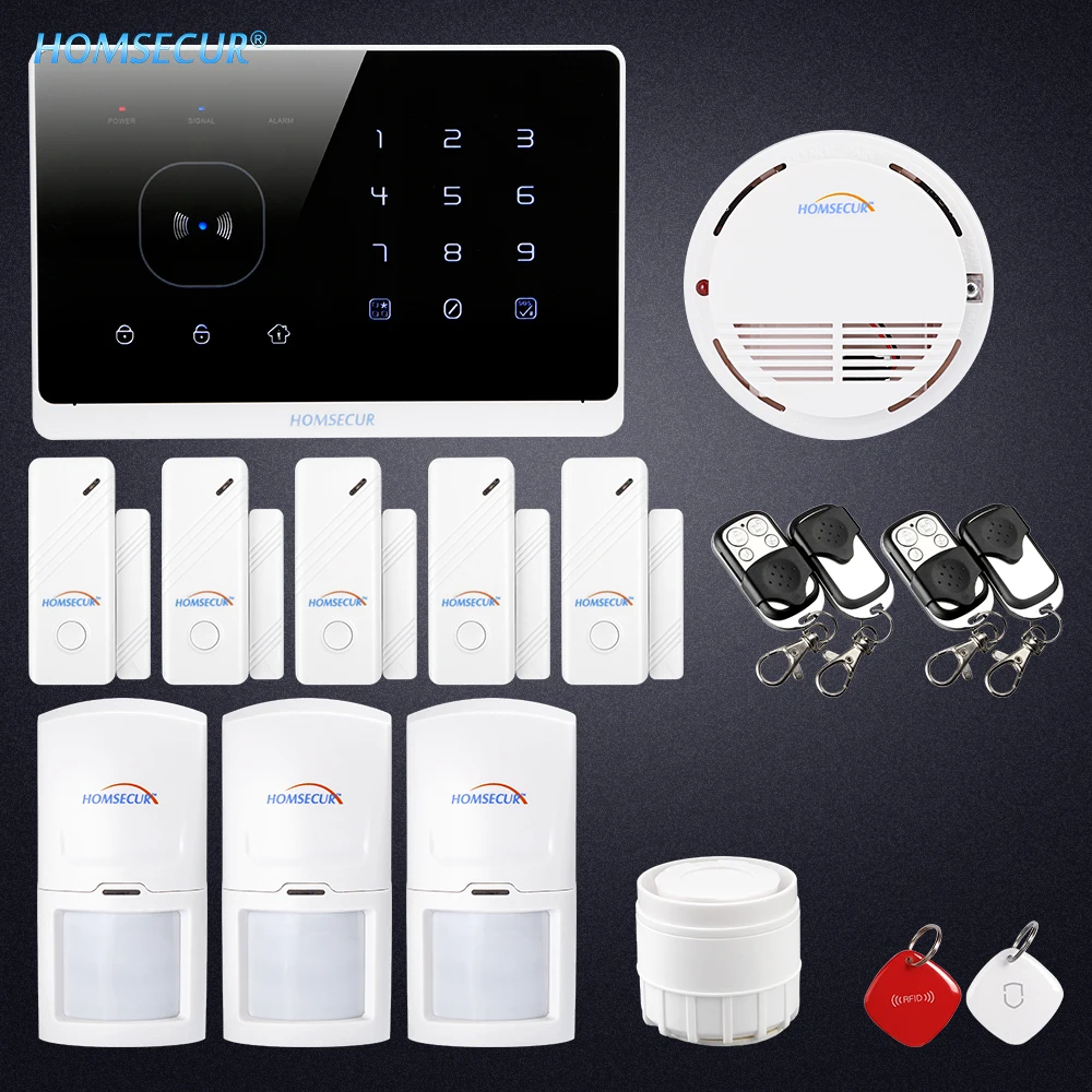 

HOMSECUR Wireless GSM RFID SMS Autodial Home Alarm System +PIR+5*Door Sensor