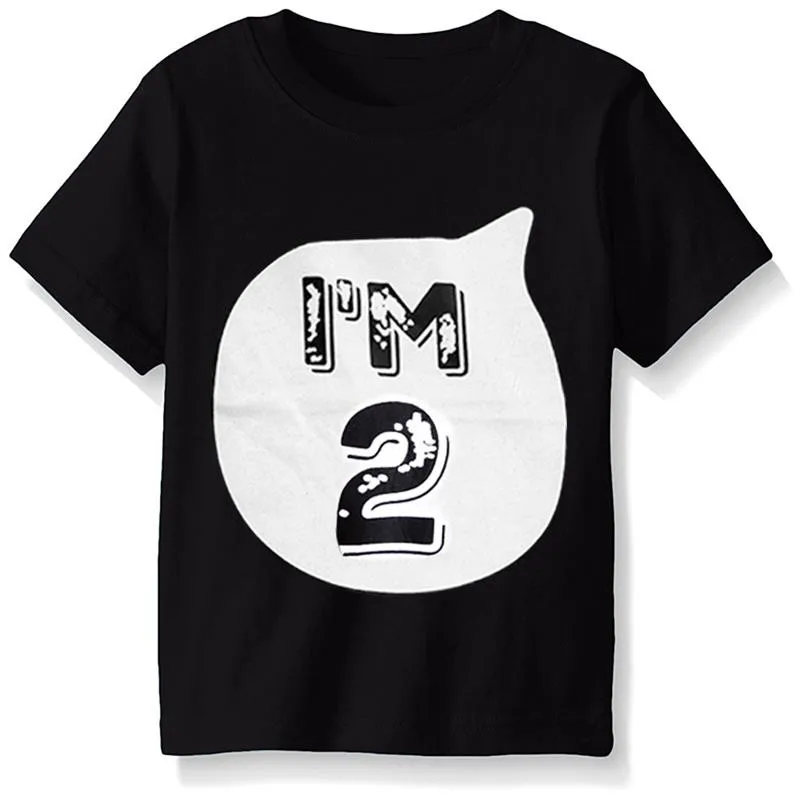 Летняя футболка для маленьких мальчиков, белые и черные топы для мальчиков 1, 2, 3, 4 лет, одежда для дня рождения, Детские футболки, рубашка, топы, Детские рубашки, одежда