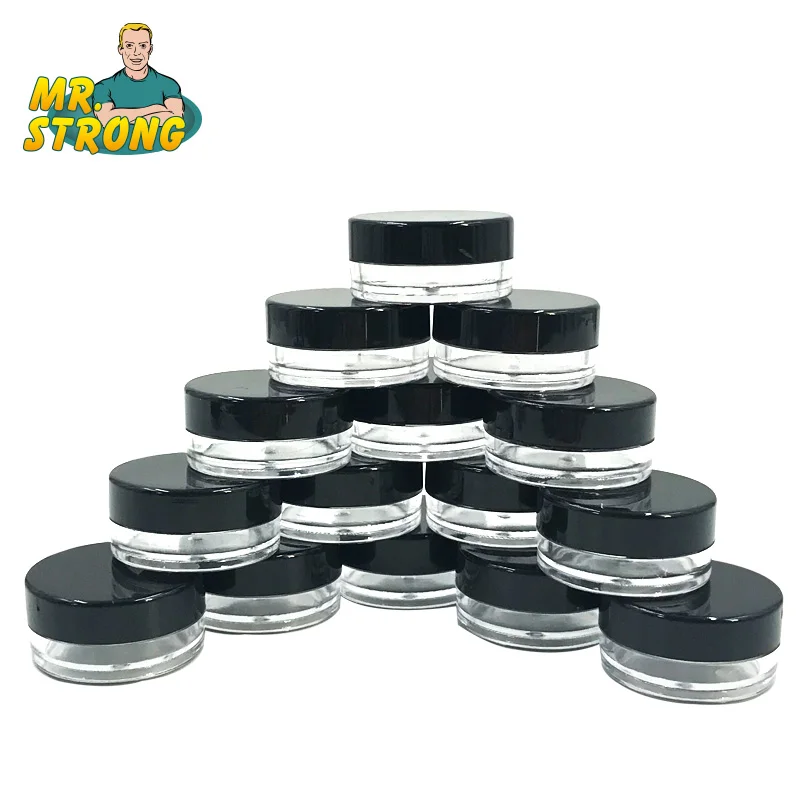 

100Pcs/Lot Empty Container Cream Refillable Bottles Plastic Eyeshadow Makeup Face Cream Jar Pot Travel Bottle Black Color