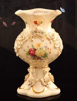 

European Ceramic Vase Arrangement Living Room Flower Arrangement Decoration Large-sized Flower Vase Landing Dry Luxury