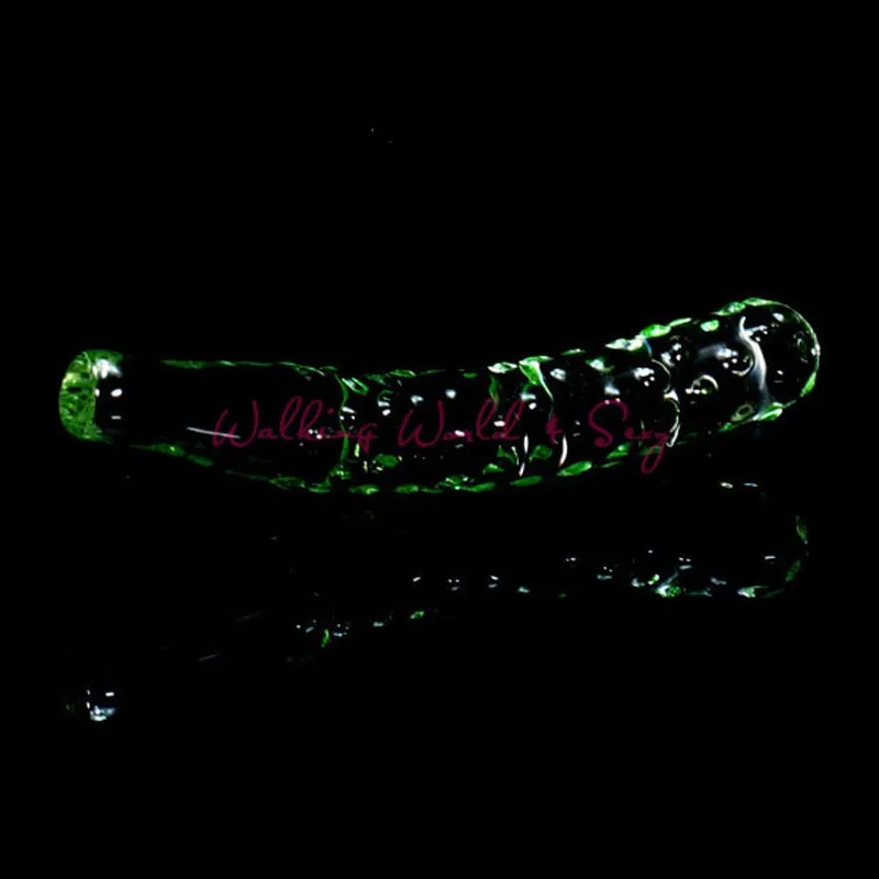 Unisex Green Cucumber Glass Dildo Crystal Penis Stick With Granule G-spot Masturbation Vagina Anal Sex Toys Adult Glass Massager (4)