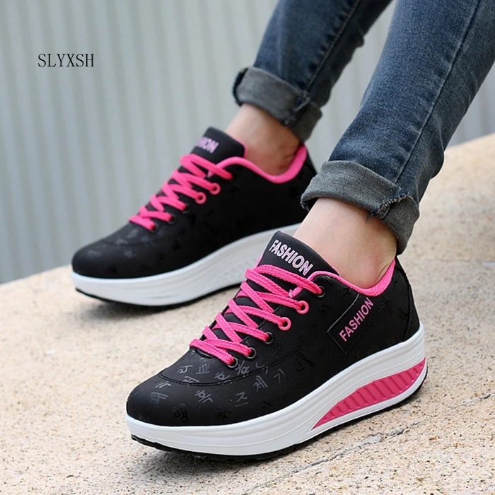 

SLYXSH Fashion Women Height Increasing Summer Breathable Waterproof Sneakers Platform Shoes Woman Pu Leather Casual Shoe