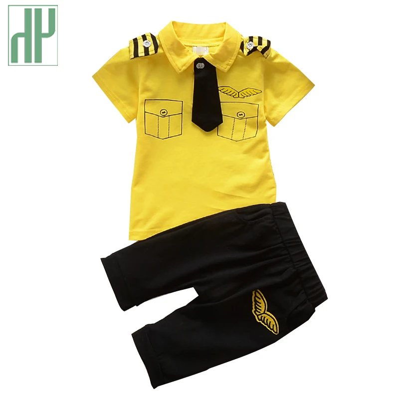 Детская одежда для мальчиков; Летние Стильные топы с короткими рукавами и галстуком+ брюки; Спортивный костюм; комплект одежды для девочек; Повседневный детский Морской Костюм