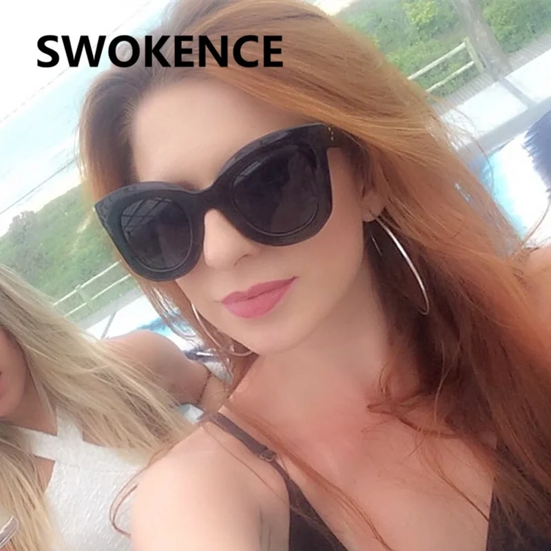 

SWOKENCE Brand High Grade Fashion Sunglasses Women Men Fashion Round Cat Eye Sun Glasses Elegant Female Oculos De Sol SB43