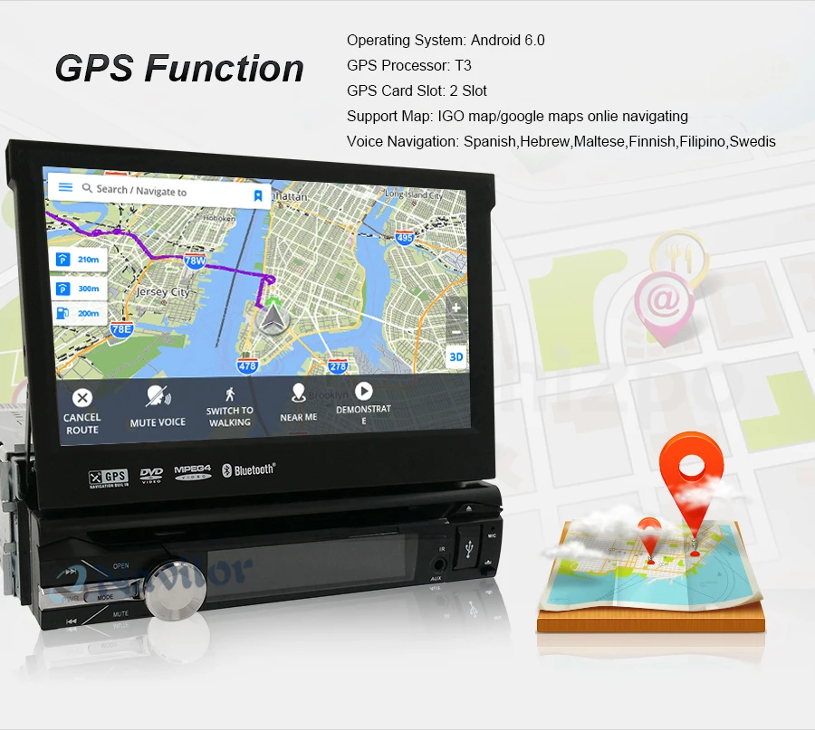 Best Universal 1 din Android 8.1 Quad Core Car DVD player GPS Wifi BT Radio BT 2GB RAM 16GB ROM16GB 4G SIM Network Steering wheel RDS 7