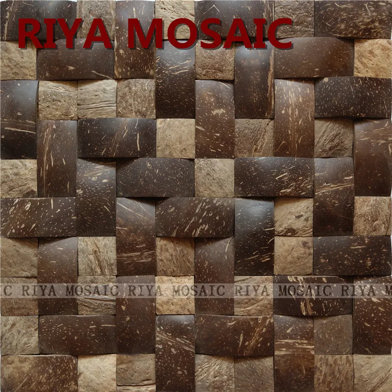 

Free Shipping RIYA Spot stock natural coconut shell mosaic tiles Background wall pastoral Southeast Asian style Bar 11pcs/lot