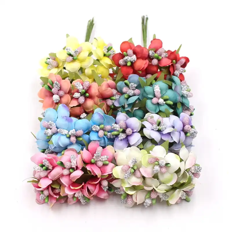 6pcs Lot Small Wildflowers Stamen Tea Bud Artificial Flowers For