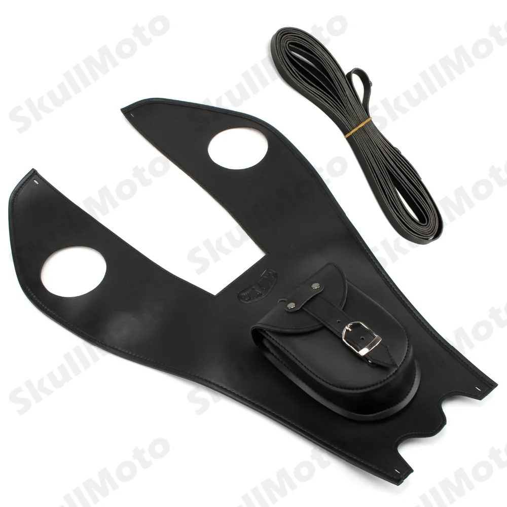 Black Motorbike Parts Leather Gas Tank Bag Cover Pad With Pouch For