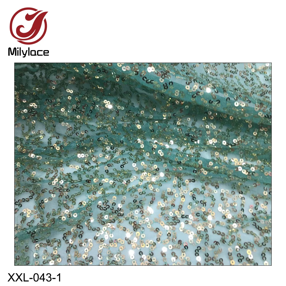 

Nigerian Sequins Lace Fabrics 2019 African Mesh Lace Fabric French Tulle Lace Materials for Women XXL-043