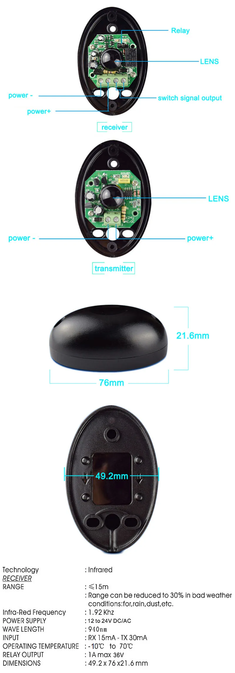 Sensor de Feixe Detector para Porta Janela do Assaltante Pces Ativo Fotoelétrico Único um 1 Infravermelho Barreira Sistema Alarme 10 4 10 pces ativo fotoelétrico único um 1